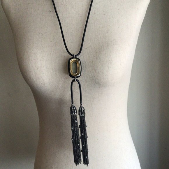 Alexis Bittar black and silver necklace with crystals and leather. - Picture 7 of 8
